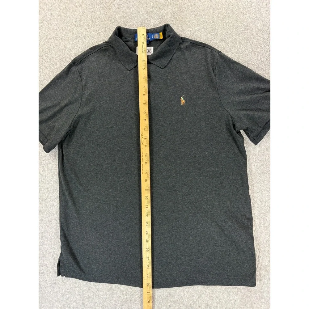 Polo Ralph Lauren Oxford Stitched Logo S/S Polo Shirt (Men's Large) Gray/Black